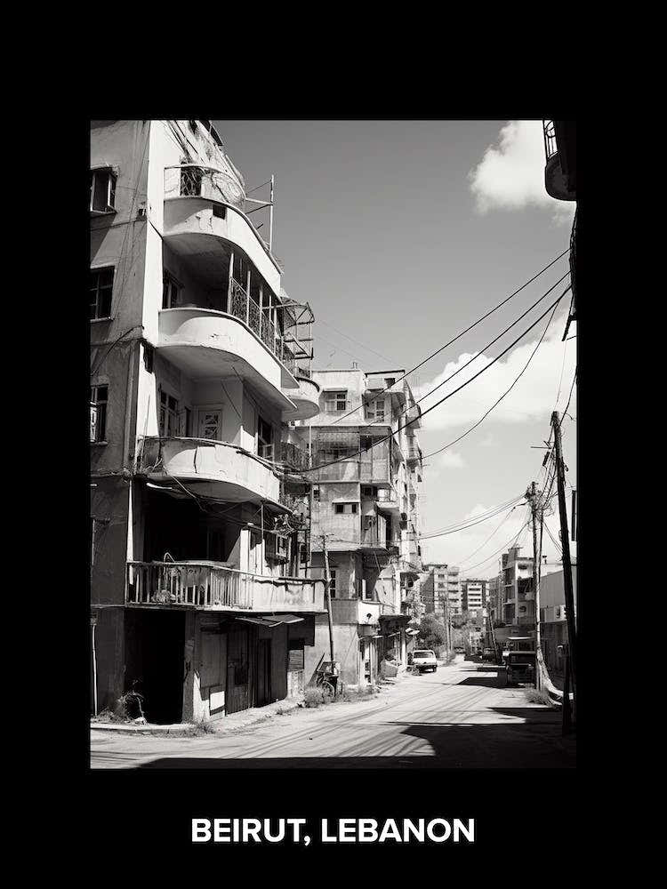 Poster Of Beirut, Lebanon, Mediterranean Black And White Photography Analogue 3