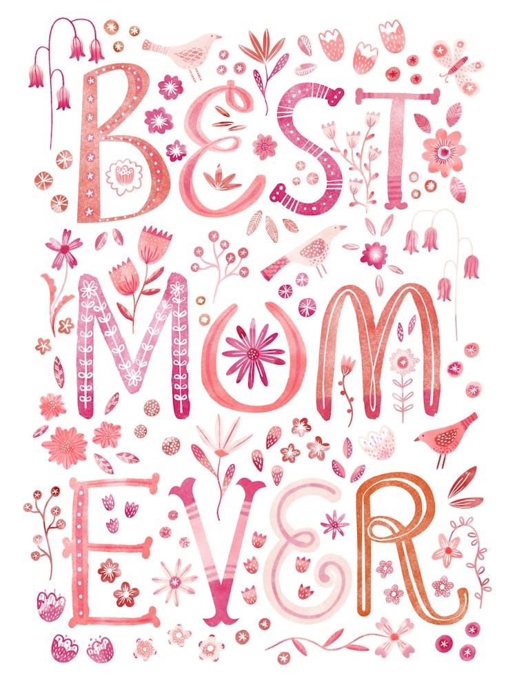 Best Mum Ever Watercolor Hand Lettered Art