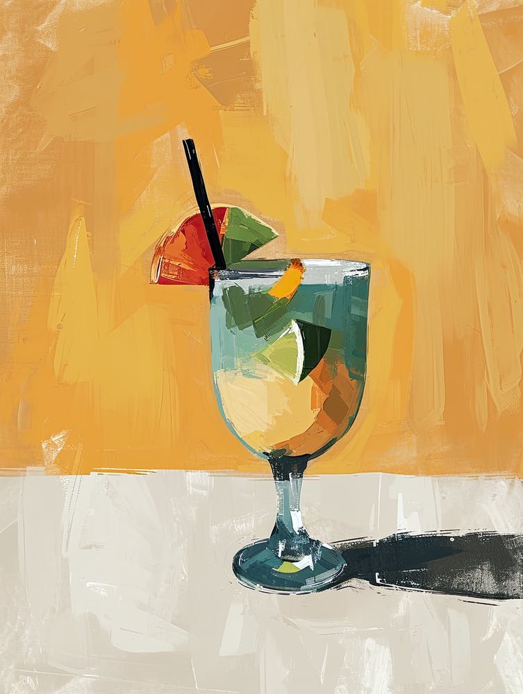Cocktail In A Glass, Mid century Poster
