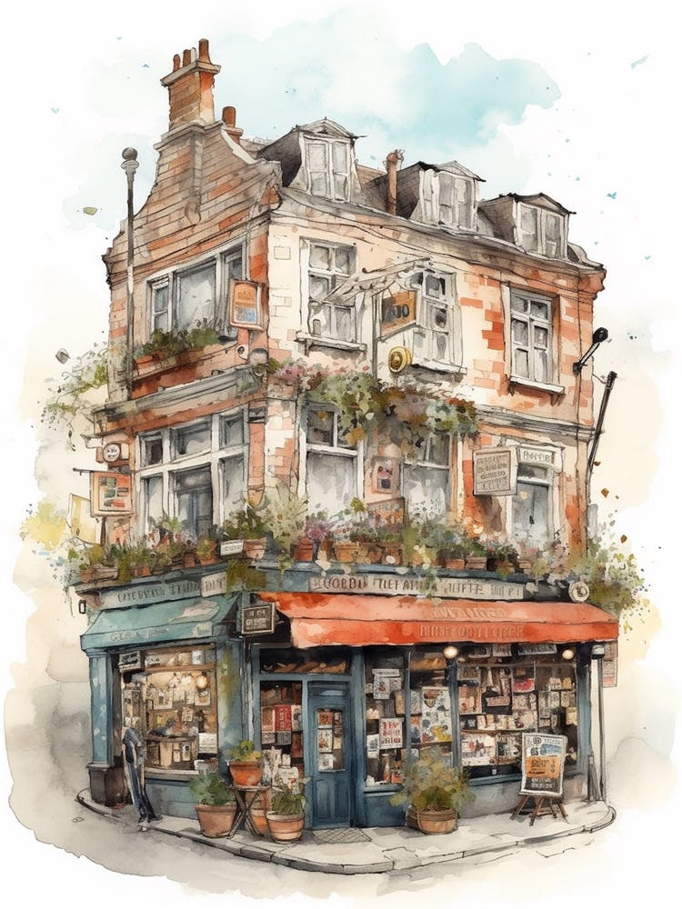 Camden London Neighborhood, Watercolour 3