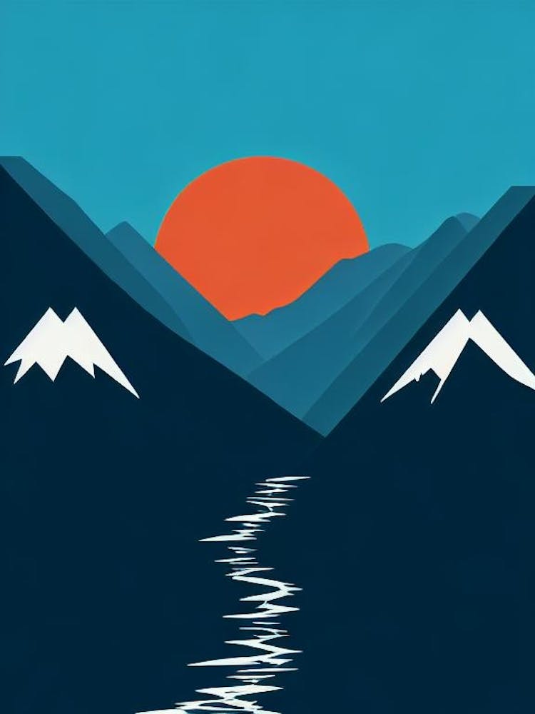 Hakuba, Japan Modern Illustration Skiing Poster