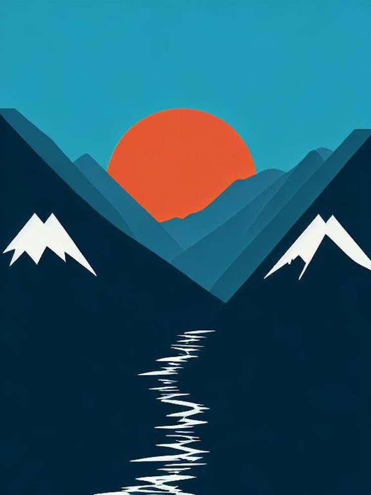 Hakuba, Japan Modern Illustration Skiing Poster