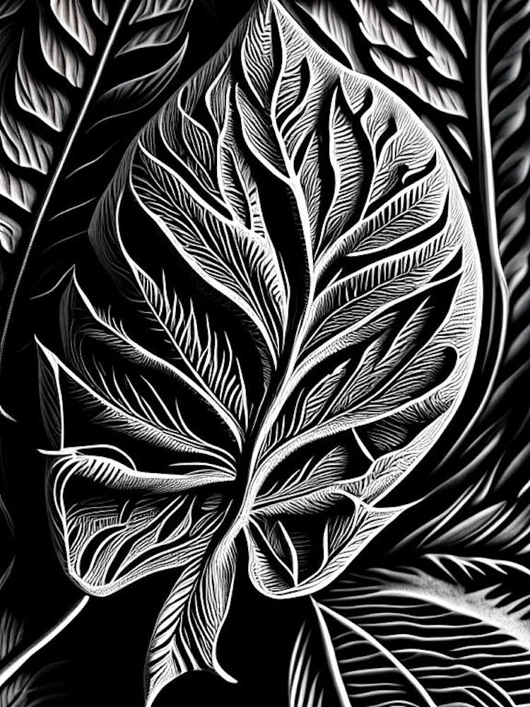 Paprika Leaf Linocut