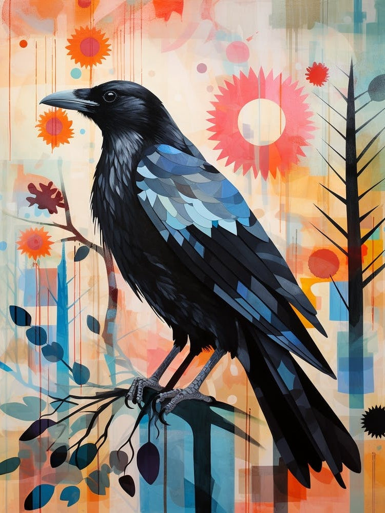 Bird Painting Collage Raven 2