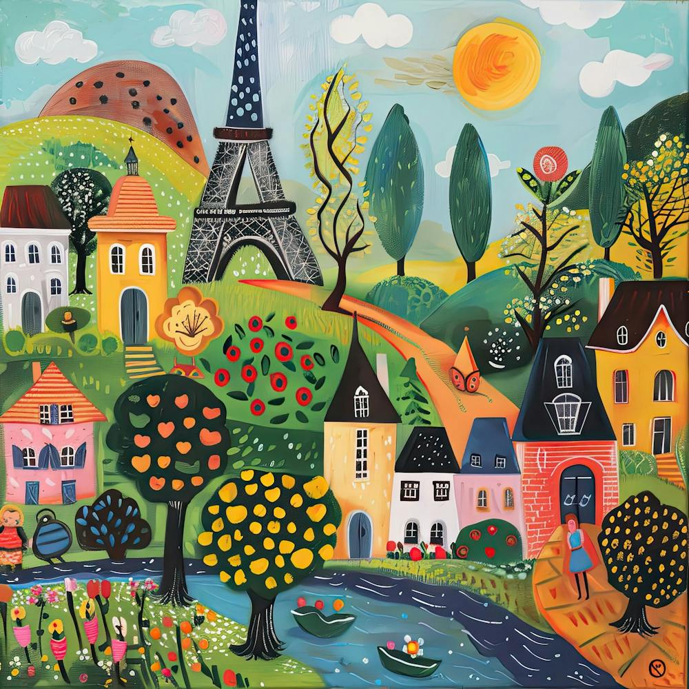 Kinder Reiseillustration Frankreich 2