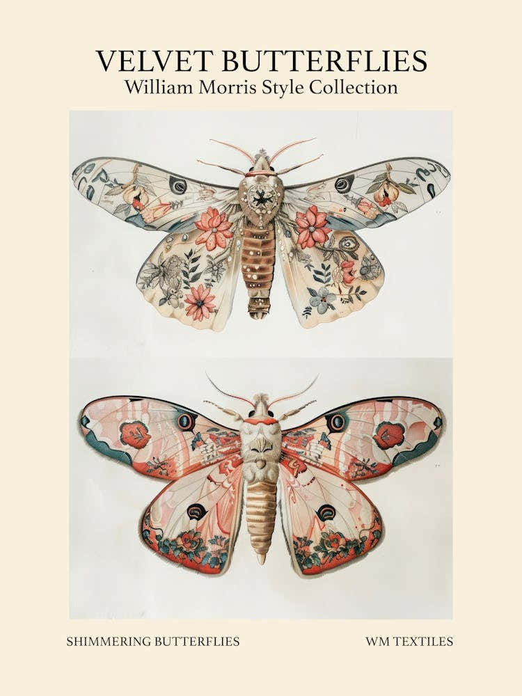 Velvet Butterflies Collection Shimmering Butterflies William Morris Style 2