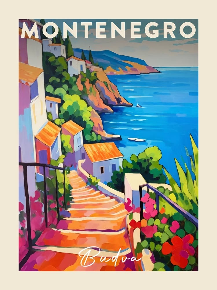 Budva Montenegro 4 Fauvist Painting  Travel Poster