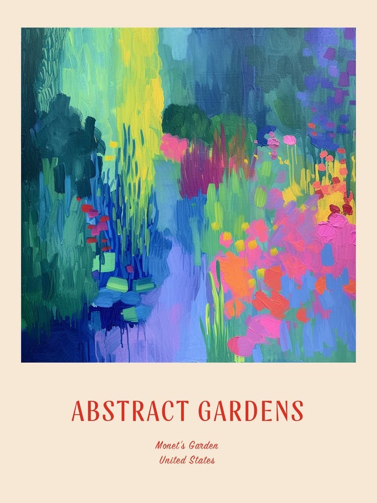 Colourful Gardens Monets Garden Usa 4 Red Poster