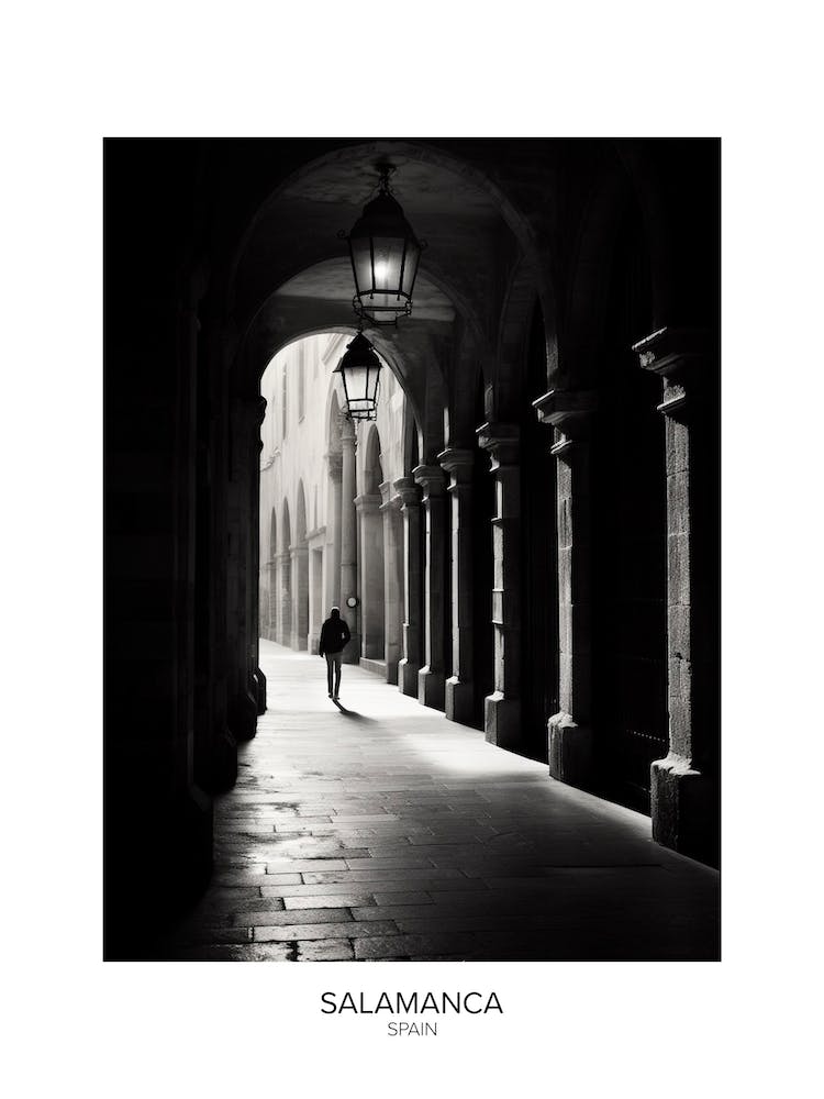 Poster Of Salamanca, Spain, Black And White Analogue Photography 3