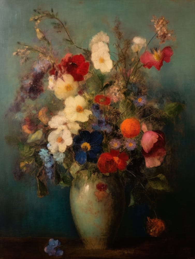 Flowers In A Vase- Odilon Redon Inspired