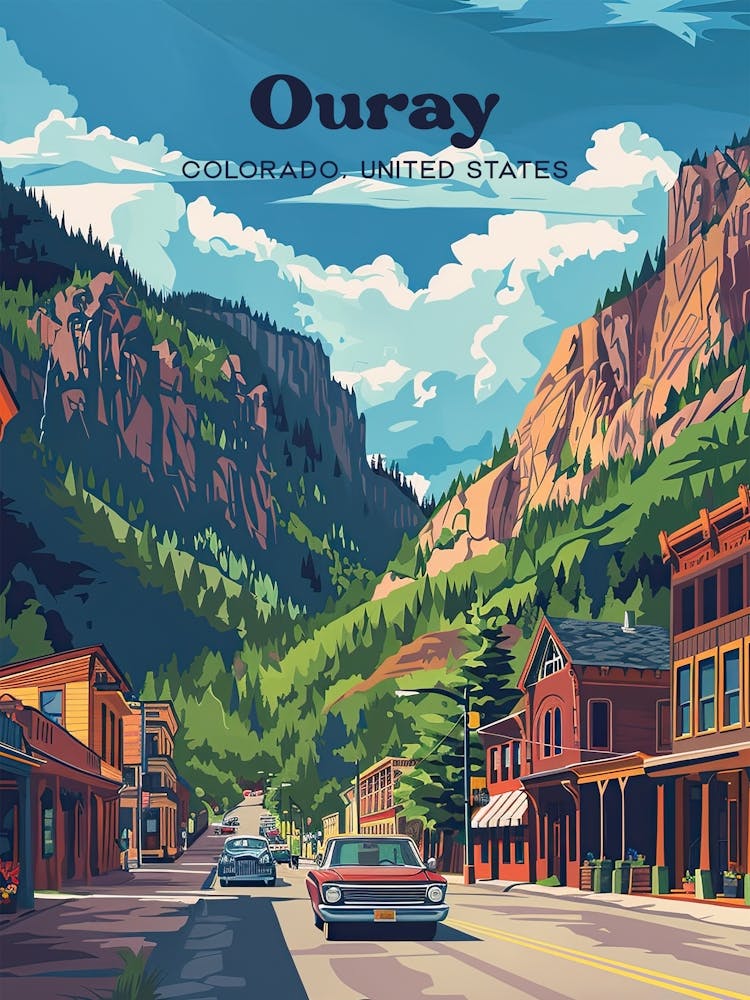 Ouray Colorado Townscape Digital Travel Art