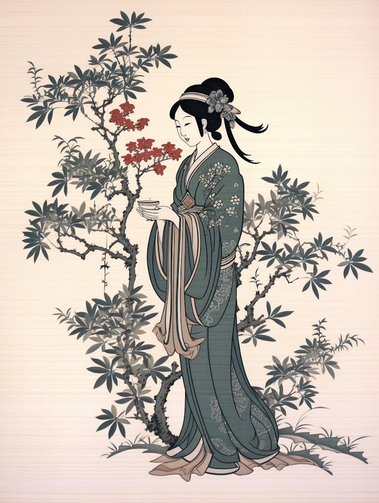 Yomogi Japanese Mugwort Vintage Japanese Botanical And Geisha