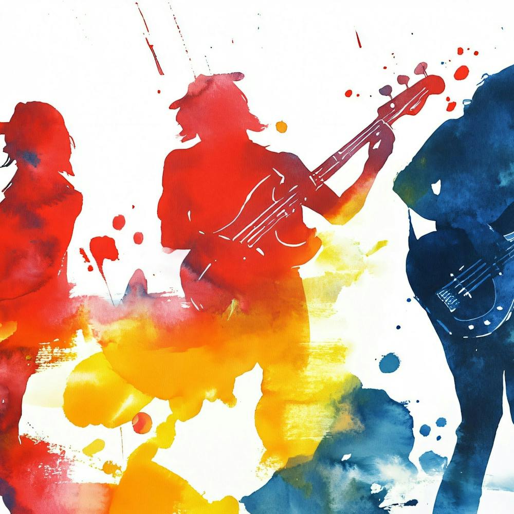 Four Musicians Playing Guitars