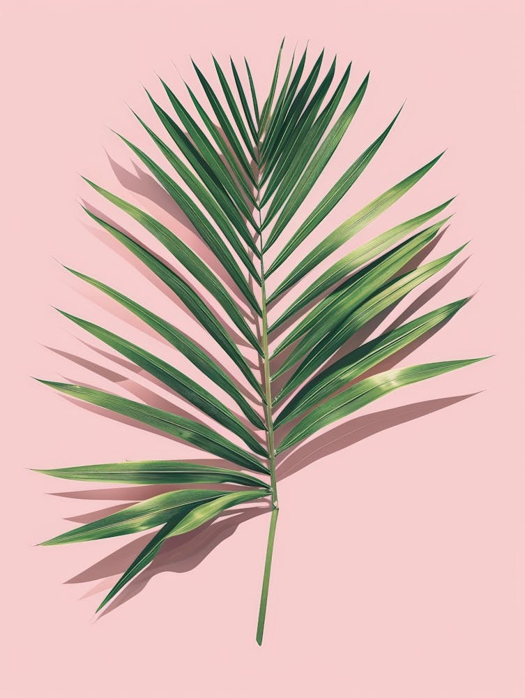 Palm Leaf On Pink Background 2