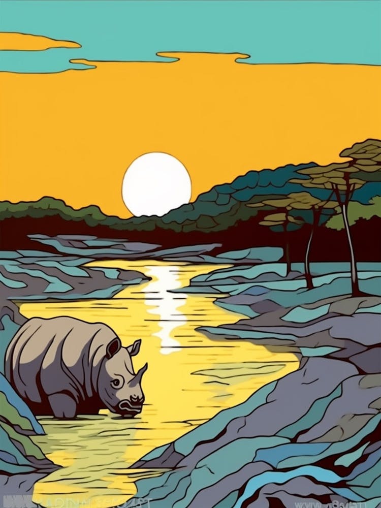A Rhino In The River Block Colours 2