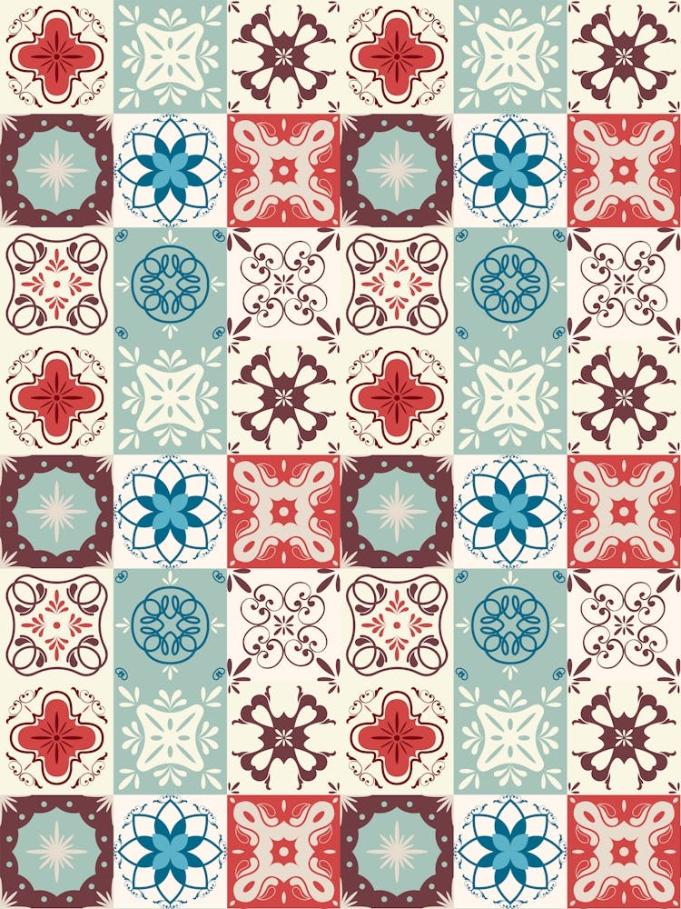 Azulejo - vector tiles, Portuguese tiles, Tile Pattern 2