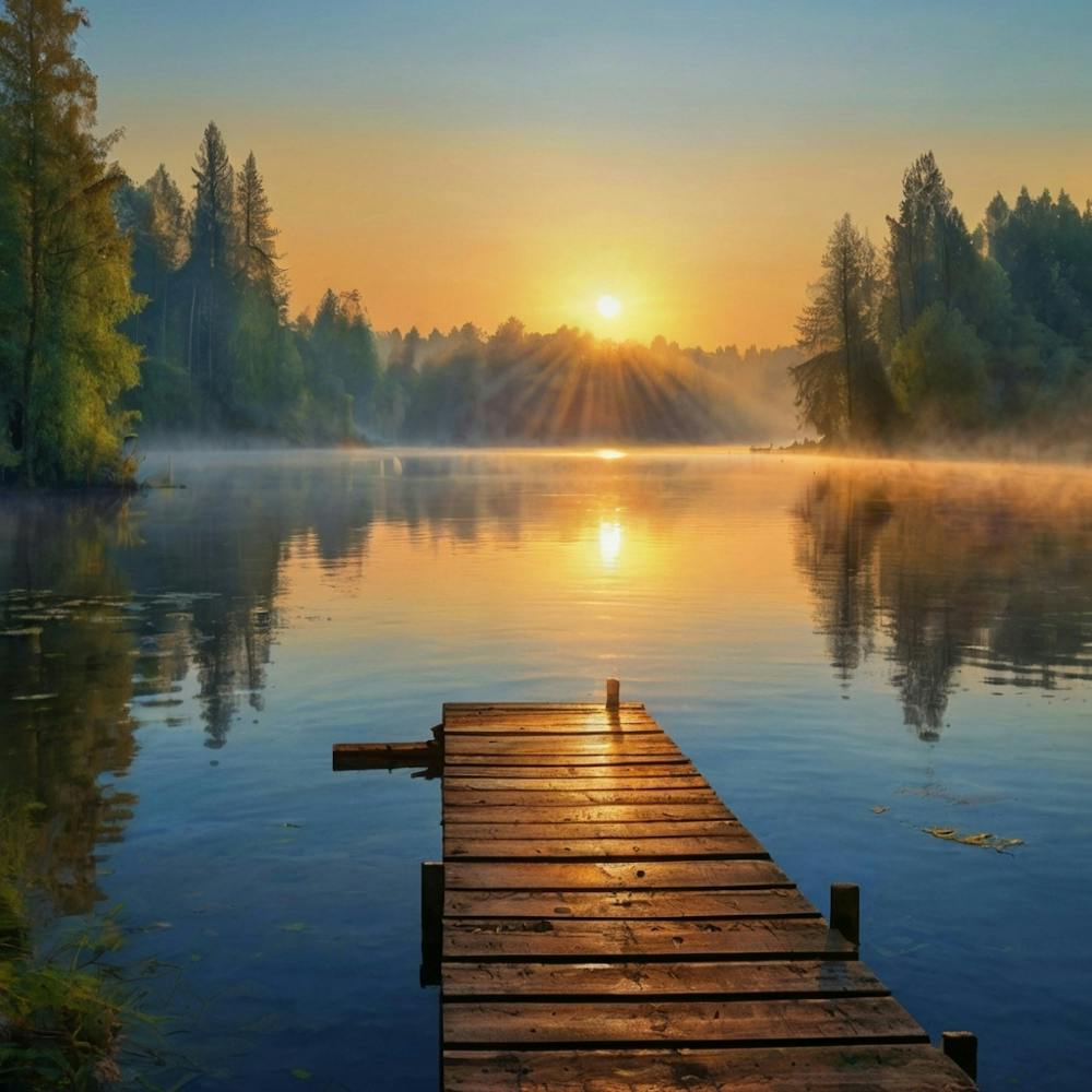 Default Beautiful Nature Photo Painting Of A Misty Sunrise On 1