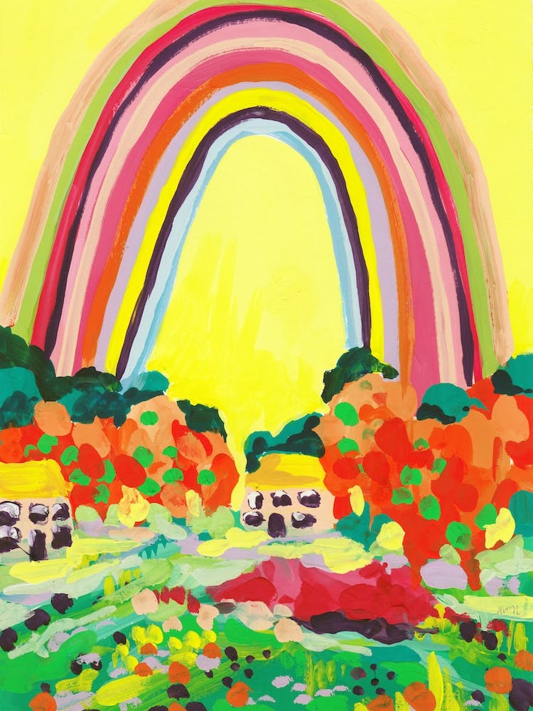 Countryside Rainbow On Yellow