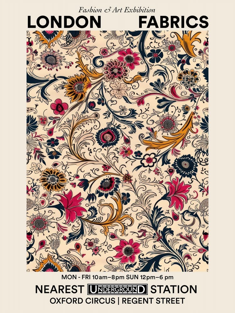 Poster Radiant Petals London Fabrics Floral Pattern 6