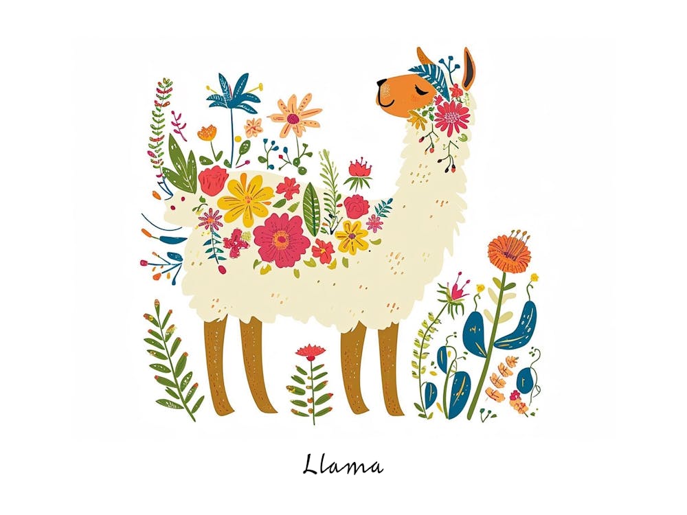 Kleines florales Lama 4 Poster