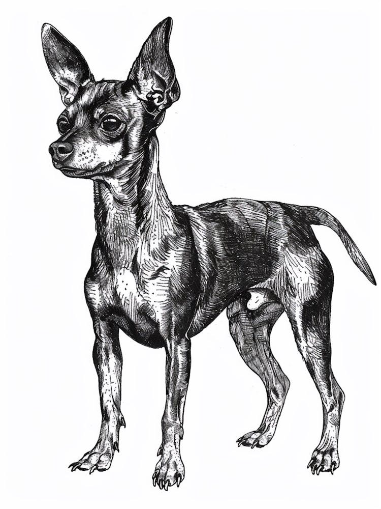 Miniature Pinscher Dog Line Sketch 2