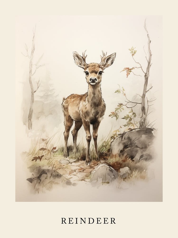 Beatrix Potter Inspired  Animal Watercolour Reindeer 2