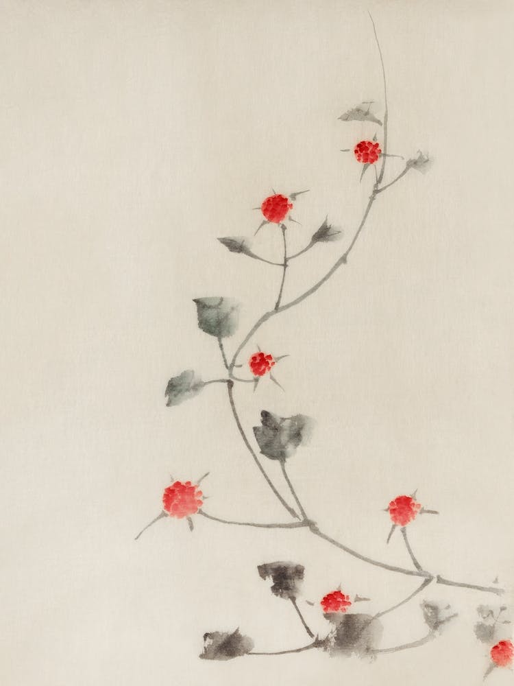 Small Red Blossoms On A Vine, Katsushika Hokusai
