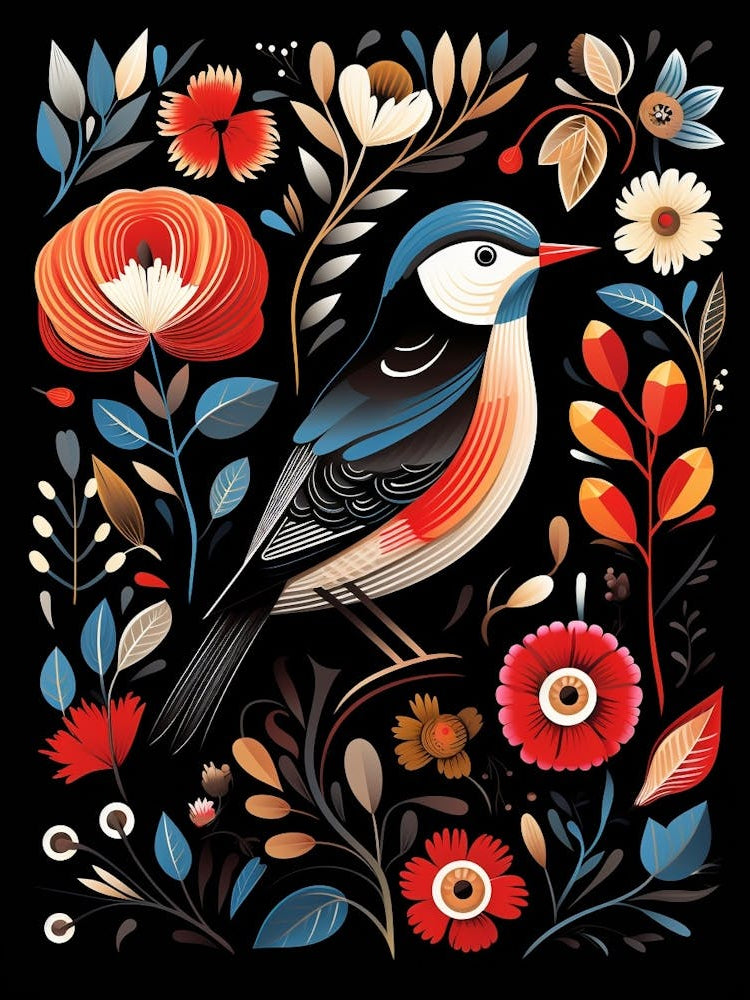 Folk Bird Illustration Carolina Chickadee 1