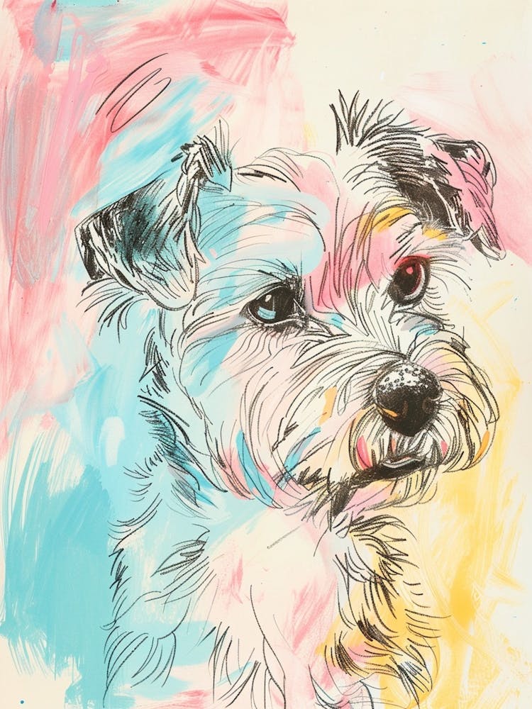 Pastel Cairn Terrier Dog Line Illustration