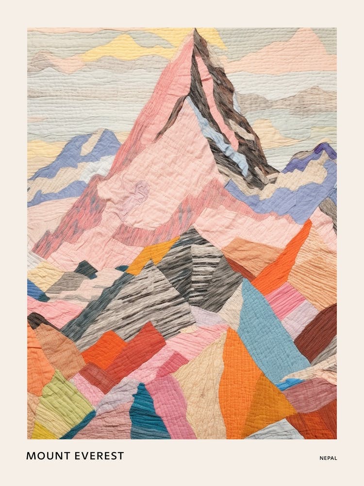 Mount Everest Nepal 4 Colourful Mountain Illustration Poster