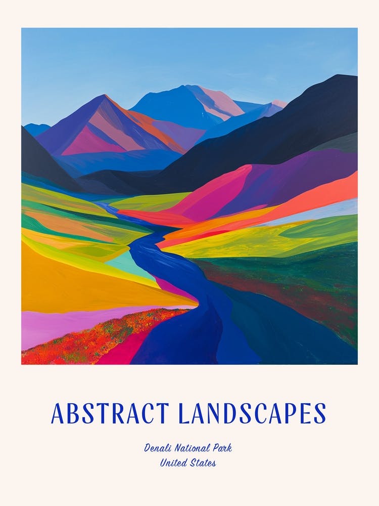 Colourful Abstract Denali National Park Usa 2 Poster Blue