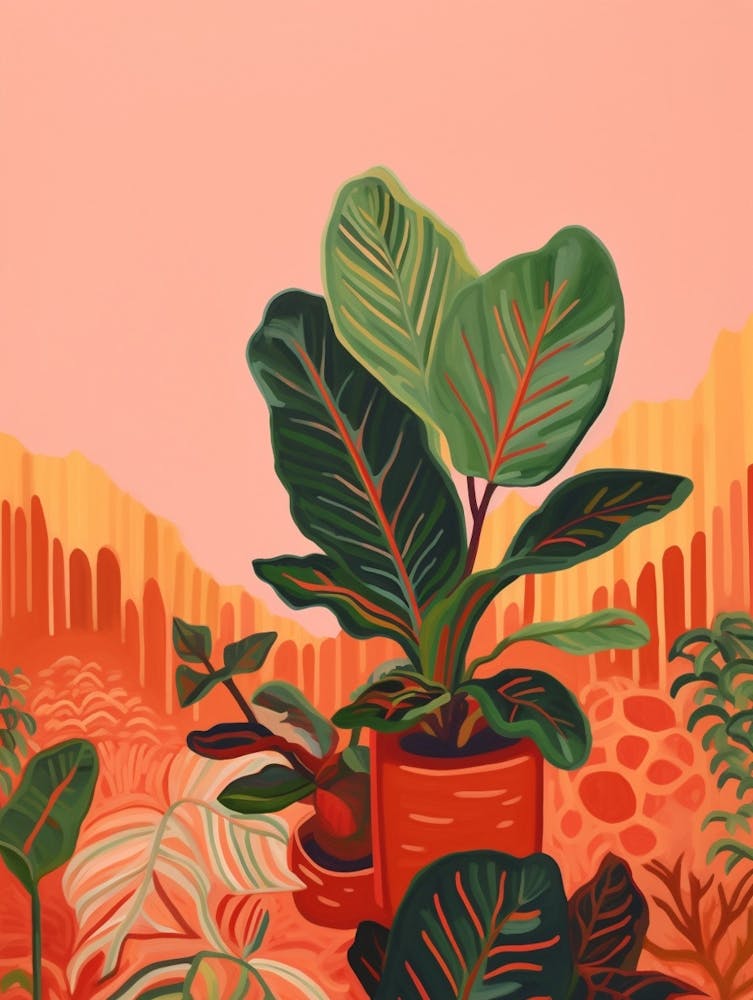 Boho Plant Painting Calathea Medallion 1