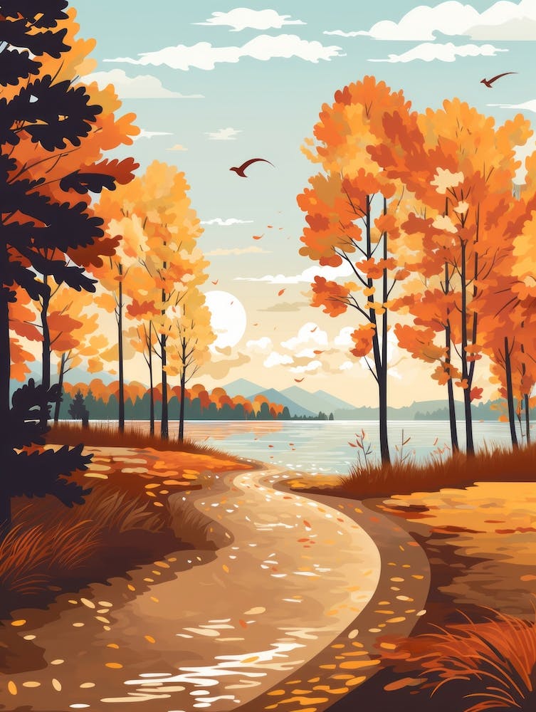 Autumn , Fall, Landscape, Inspired By National Park in the USA, Lake, Great Lakes, Boho, Beach, Minimalist Canvas Print, Travel Poster, Autumn Decor, Fall Decor 30