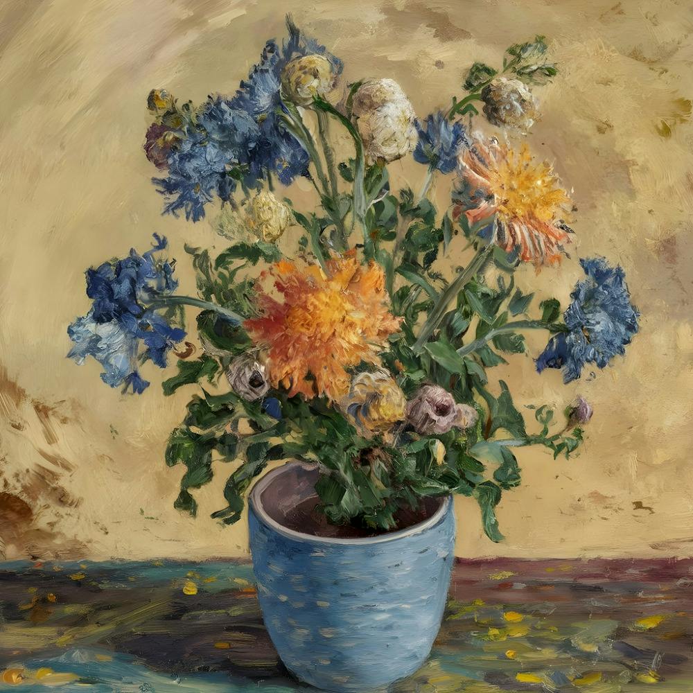 Flowers In A Blue Vase 4