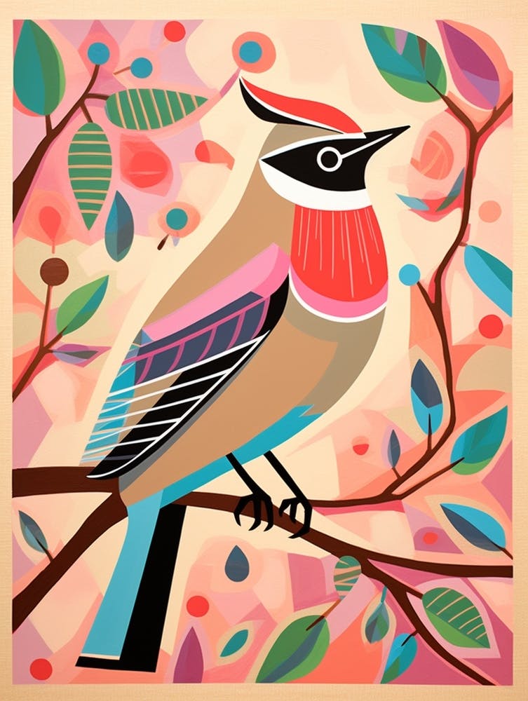 Pink Scandi Cedar Waxwing 3