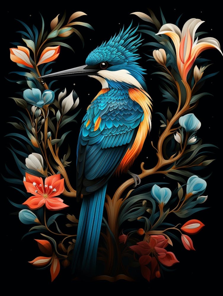 Folk Bird Illustration Kingfisher 3