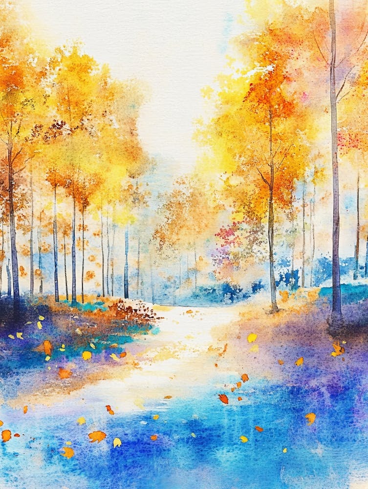 Watercolor Autumn Forest