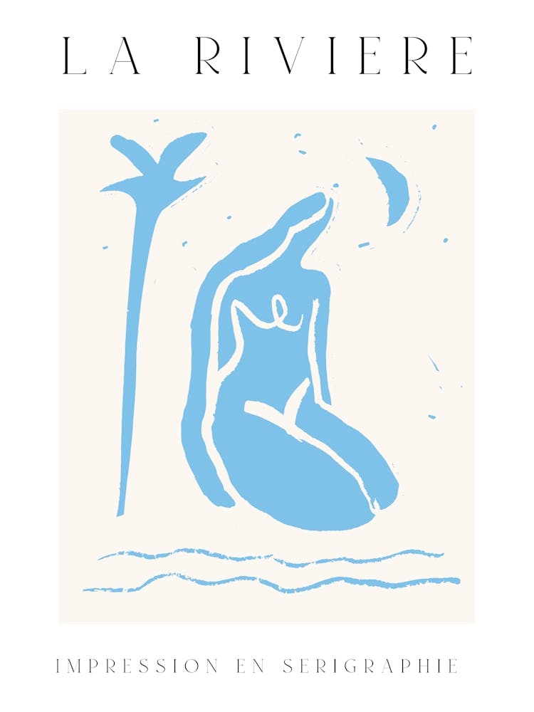 Down by the River Poster, Figurative Minimal Illustration