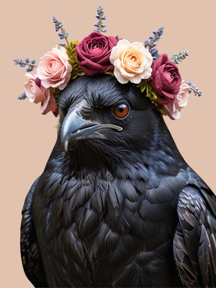 Crow With Flower Crown 3