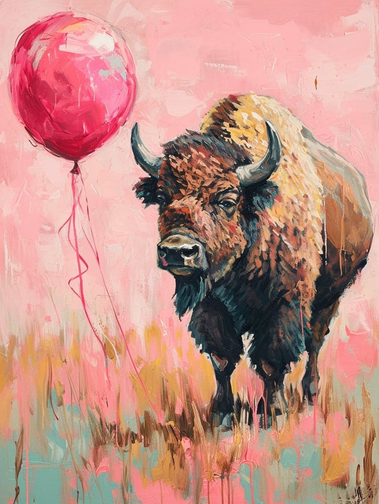 Cute Bison 2 With Balloon