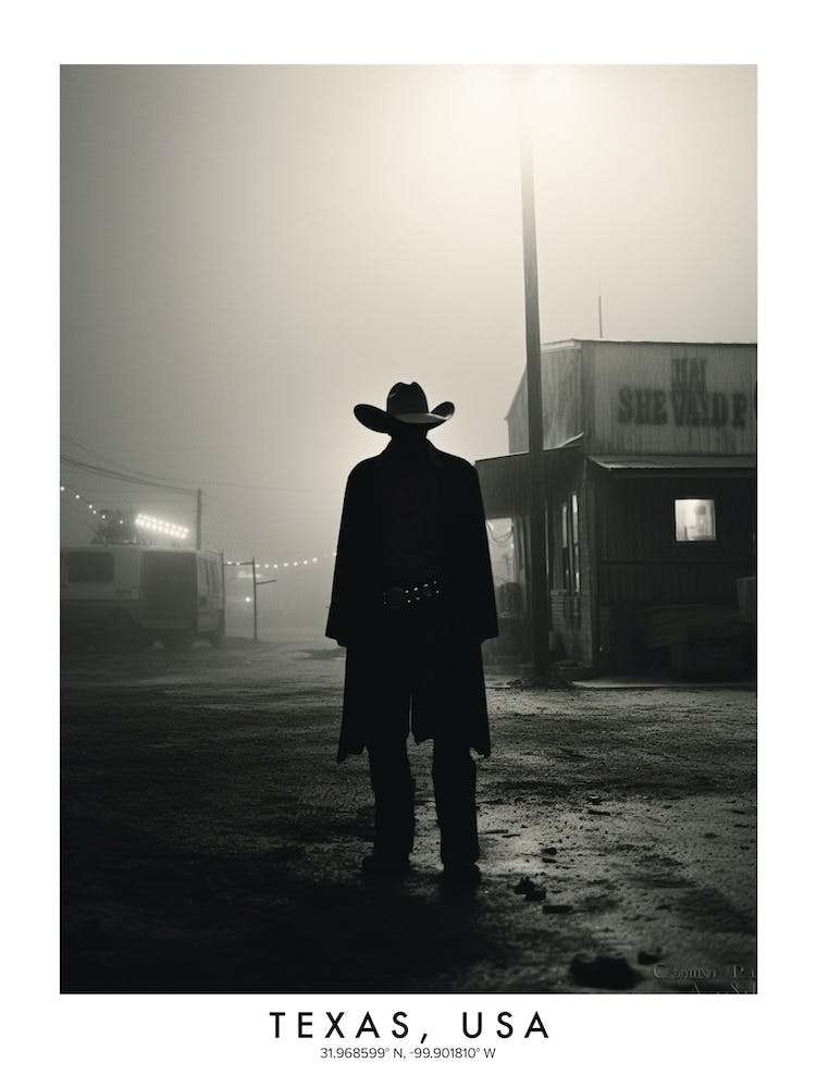 Poster von Texas, USA, Schwarz-Weiß Analogfotografie 2