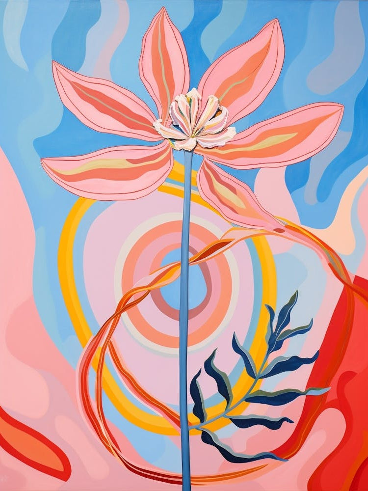 Kangaroo Paw 3 Hilma Af Klint Inspired Pastel Flower Painting