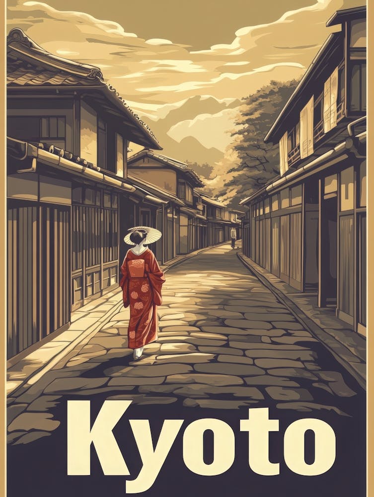Aihrgdesign A Retro Travel Poster For Kyoto Featuring The Tra 246e1e8c 8ddc 474c 9179 56f9cc7b887e 3