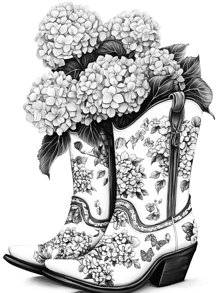 Cowboy Boots With Flowers
