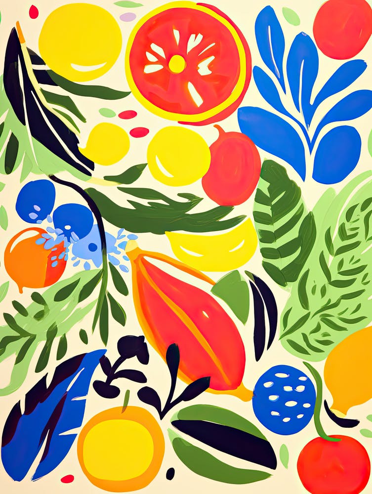 Fruit And Vegetables, Inspired by Matisse