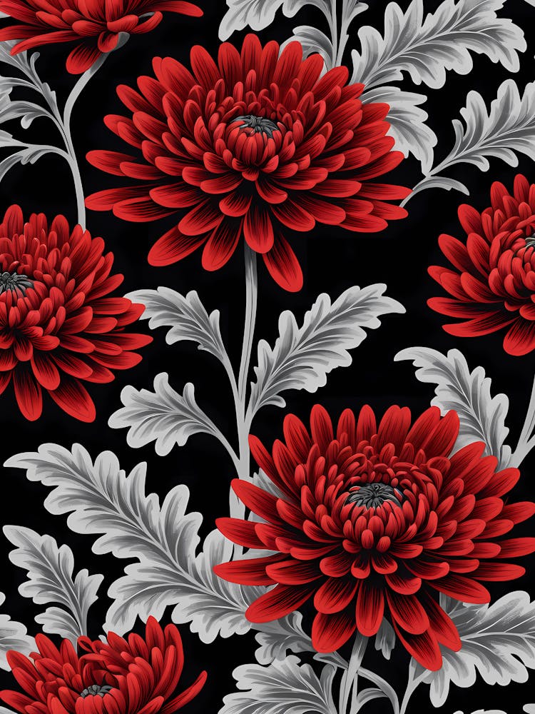 Red Chrysanthemums 1