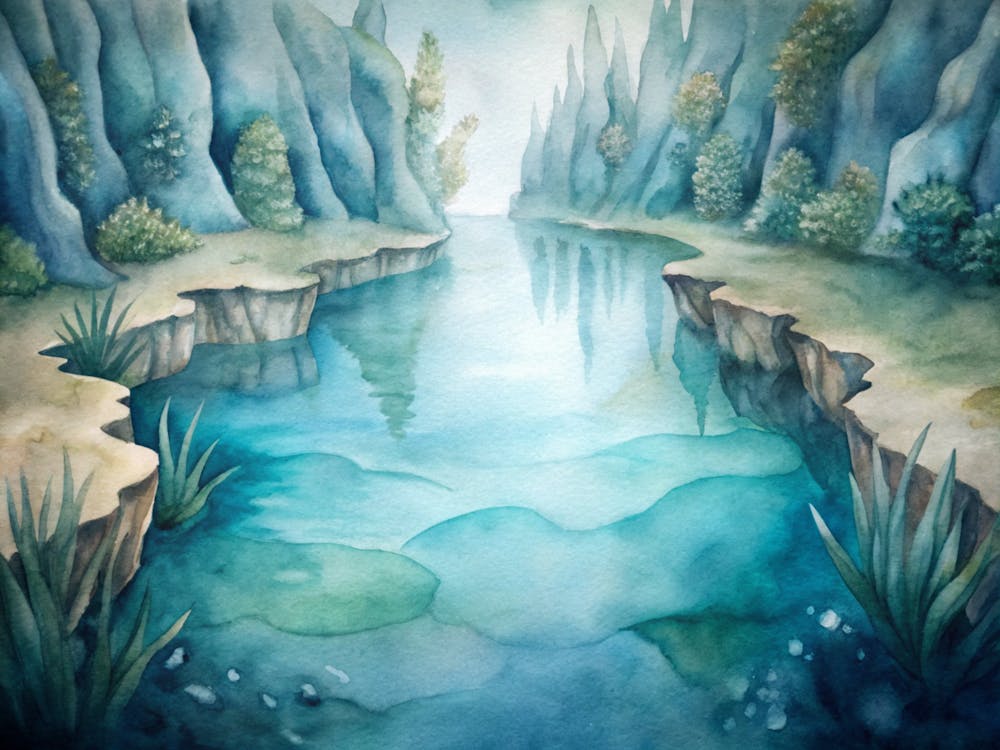 A Minimalist Poster Of Underwater River Formations (1)