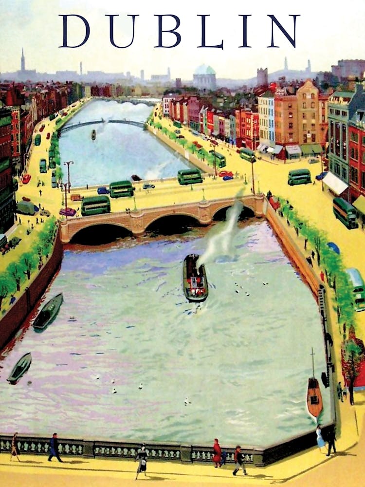 Dublin, O Connell Bridge Over The River Liffey