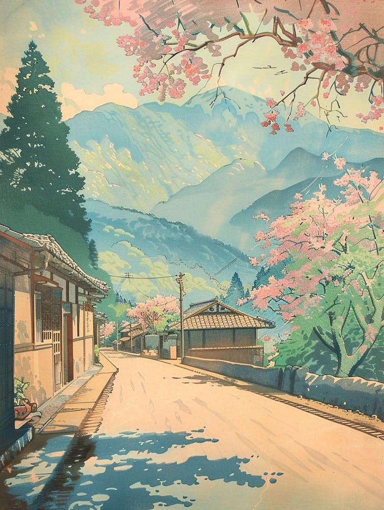 Kagoshima Japan 3 Retro Illustration