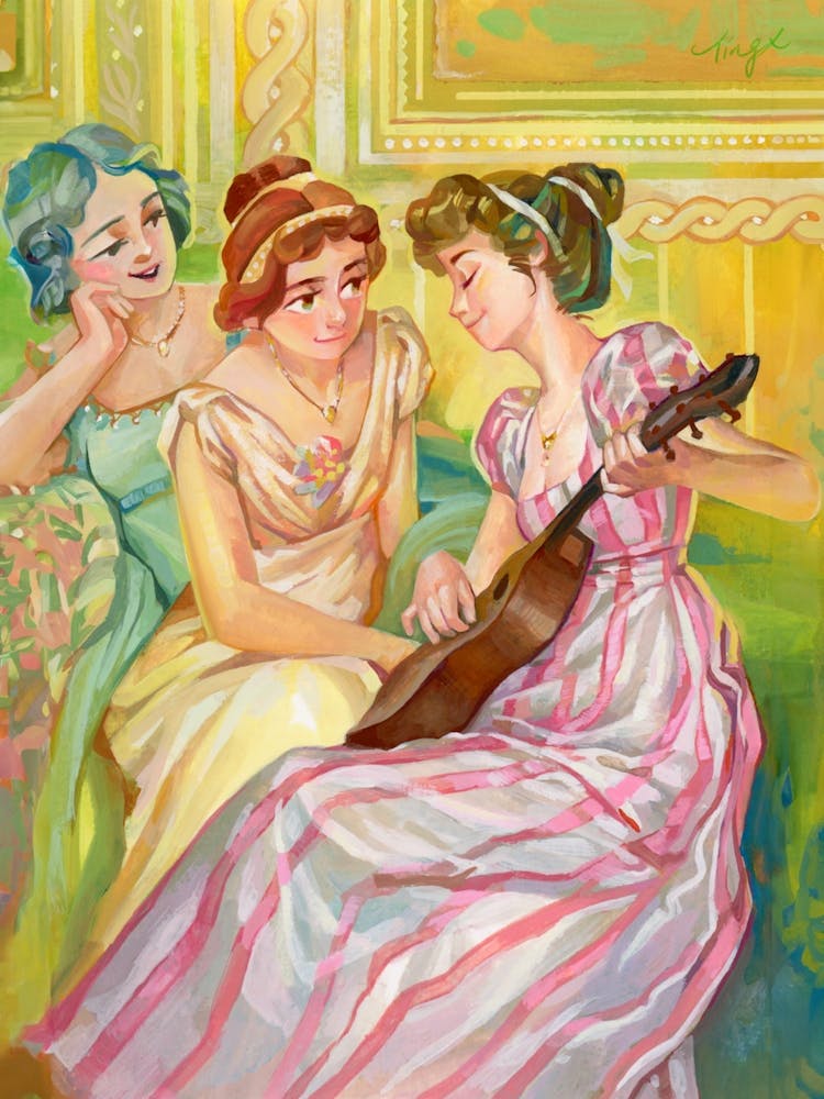 Gelbe Gouache-Illustration Rhythmus
